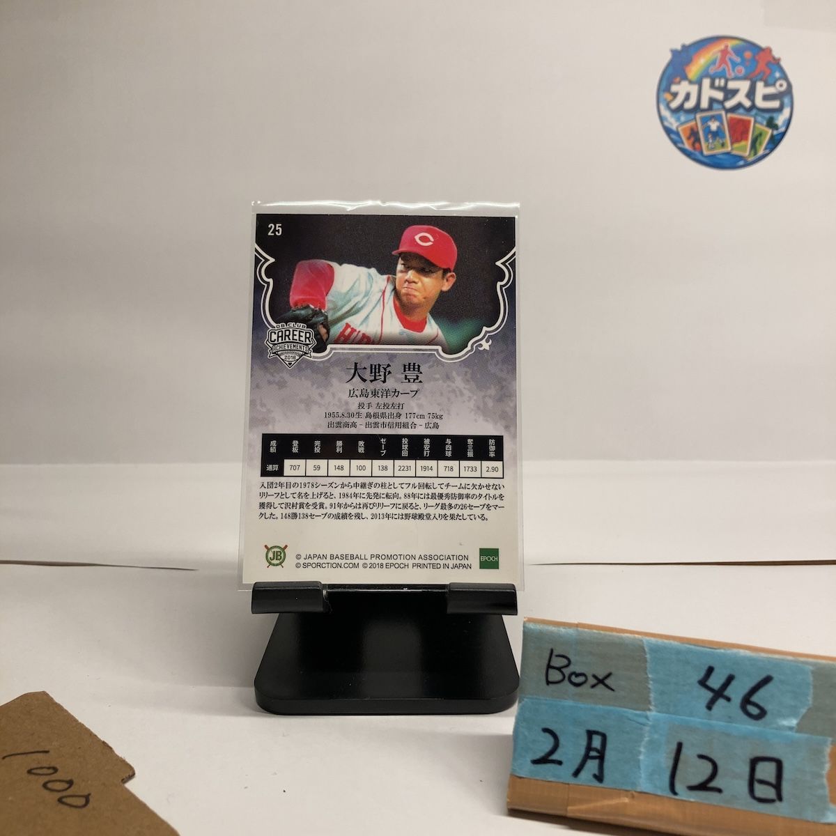 2018 EPOCH 大野豊 37/99 広島東洋カープ OB CLUB Career Achievements