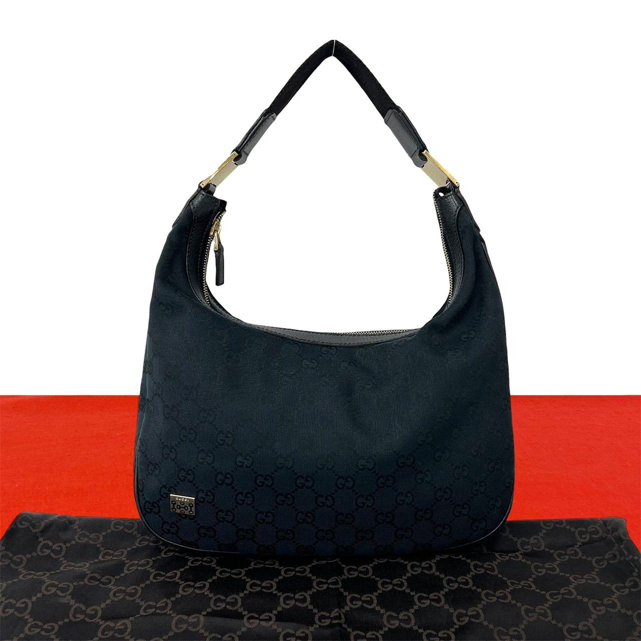 外観美品 GUCCI GGキャンバス レザー ワンショルダーバッグ ロゴ金具 極 美品 袋付 GUCCI グッチ GG ロゴ 柄 金具 キャンバス レザー 本革