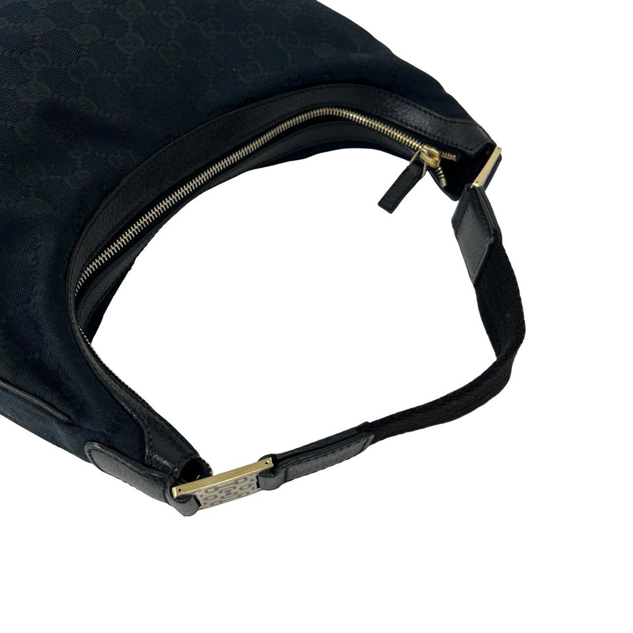 極 美品 袋付 GUCCI グッチ GG ロゴ 柄 金具 キャンバス レザー 本革