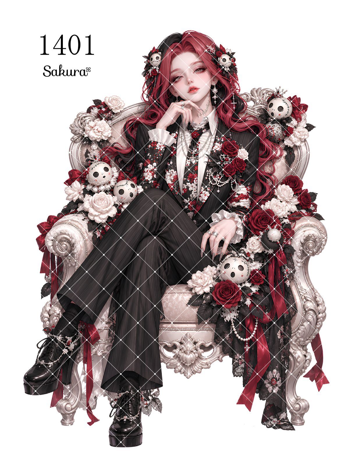 No.1401 》Sakuraꕤ 人物ステッカー シール オリジナルステッカー