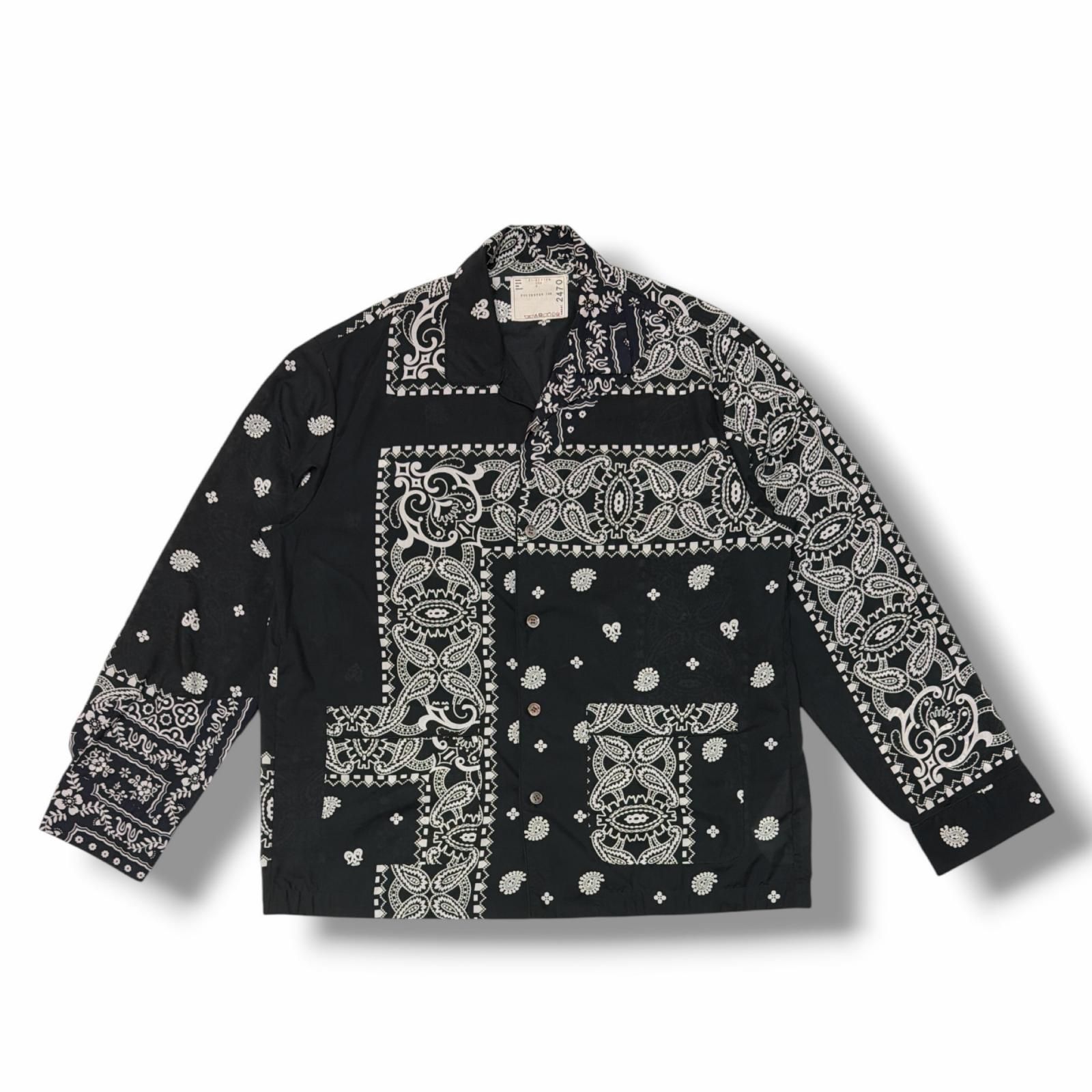 sacai 21SS Archive Print Mix Shirt バンダナ柄オープンカラーシャツ
