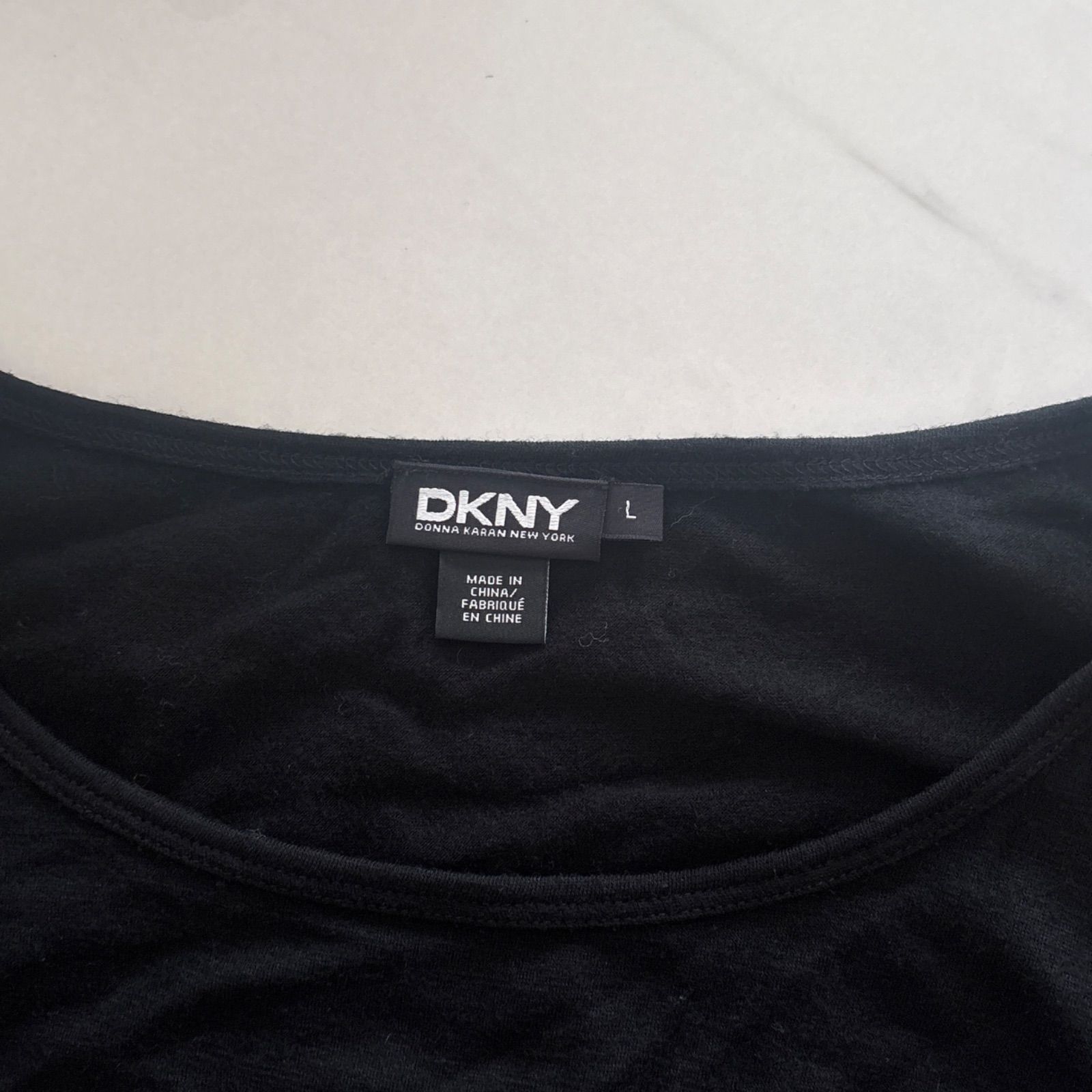 DKNY ダナキャラン 異素材ミックスワンピース ブラック 美品 Lサイズ 