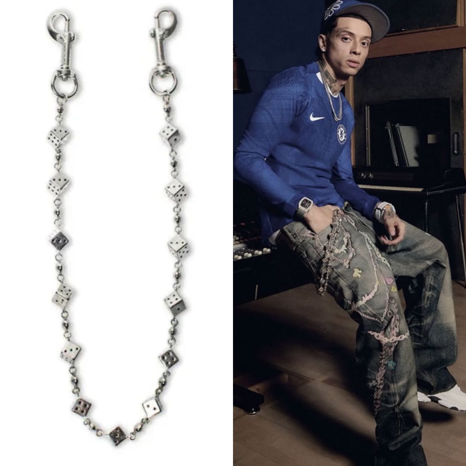 Central Cee着用】Starchain World ダイスウォレットチェーン