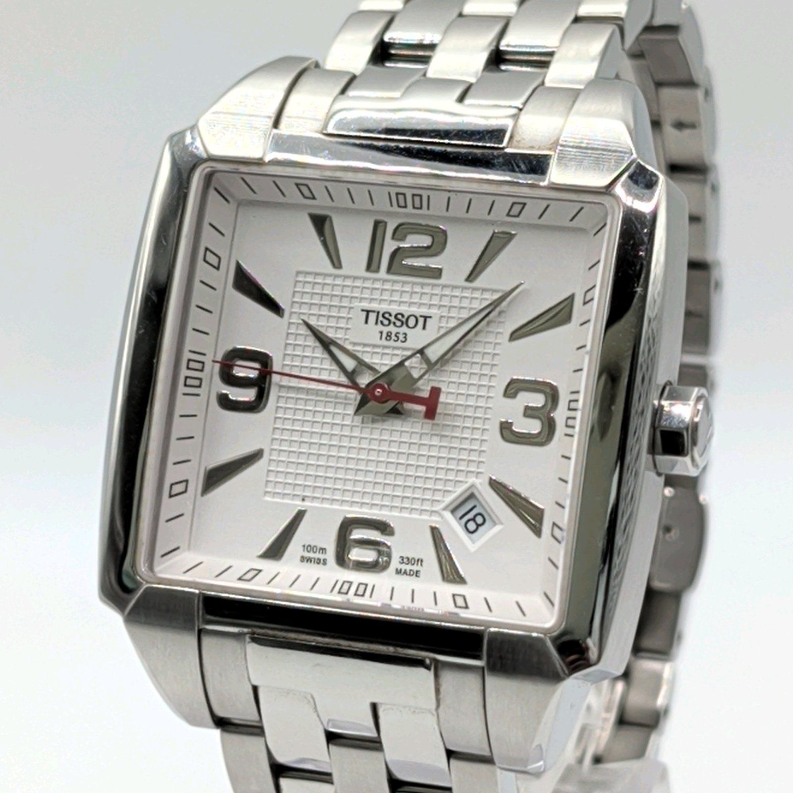 TISSOT クォーツ腕時計 ホワイト文字盤 動作品 TISSOT 1853 T005.510A Watch Quartz Men's White dial Square Date