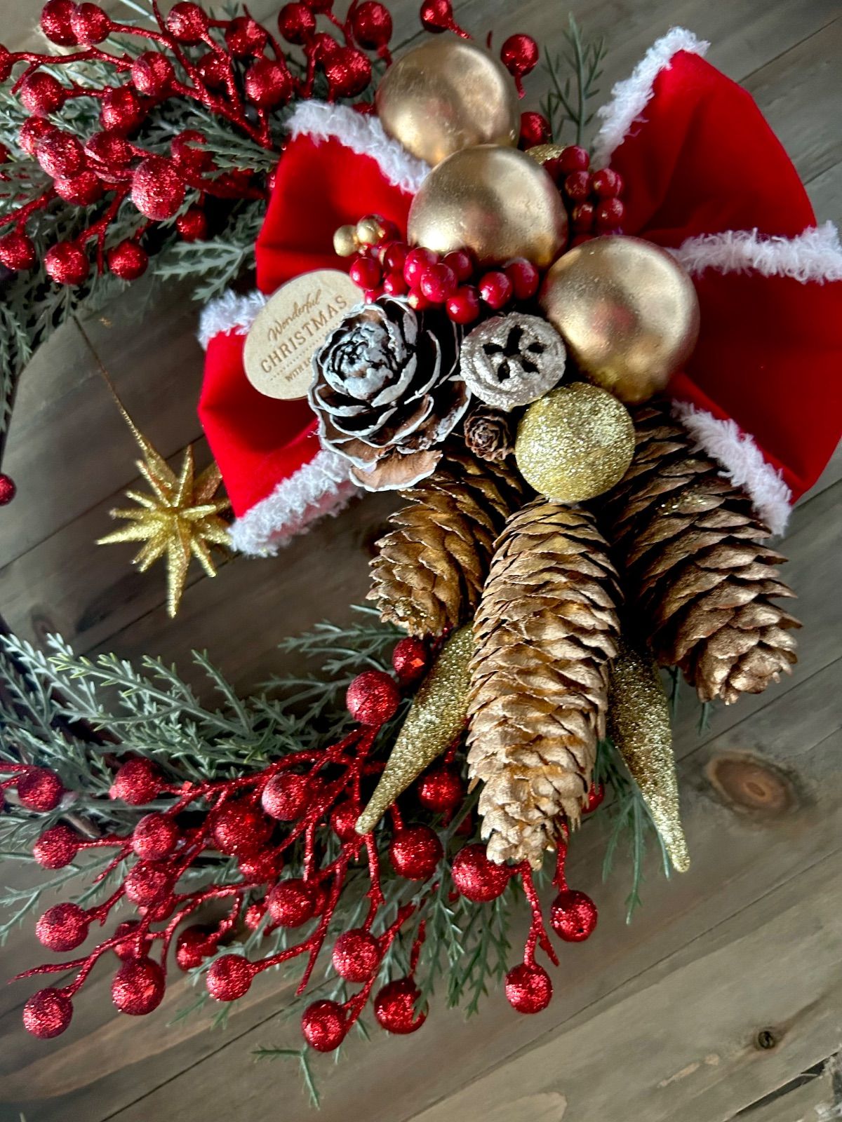 8-39 クリスマスリース Xmas Christmas ドアリース 玄関リース