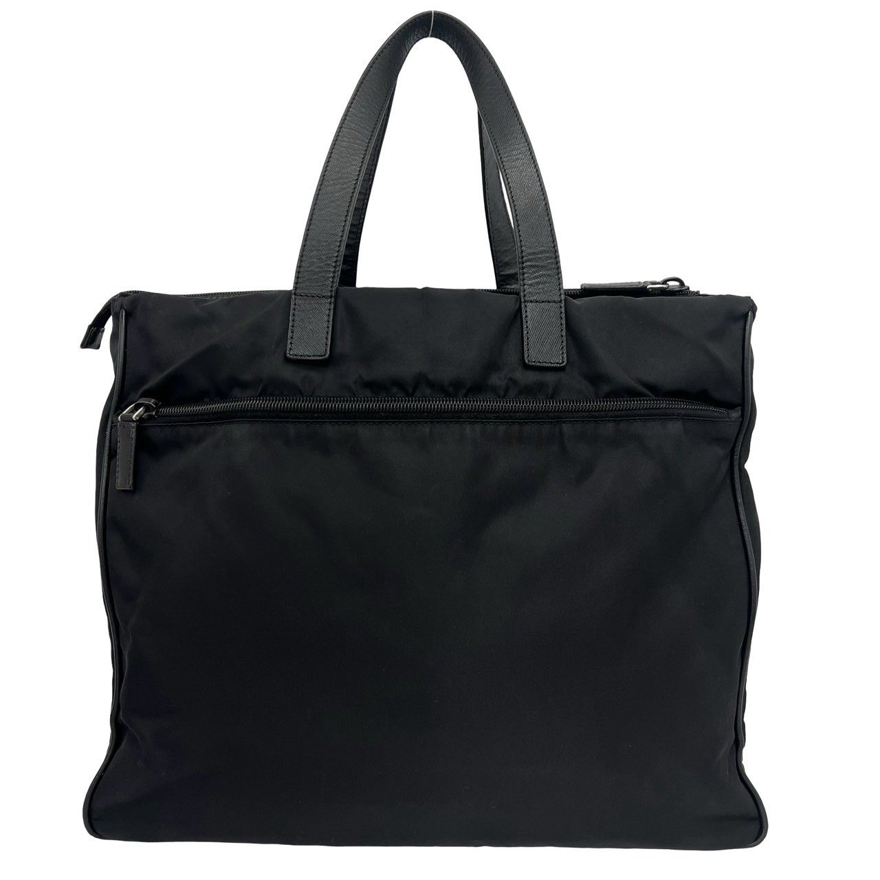 s63【美品】プラダ　三角ロゴ　ナイロン　ブラック2wayショルダー ビジネス. 極 美品 PRADA プラダ 三角 ロゴ 金具 ナイロン レザー 本革 2way