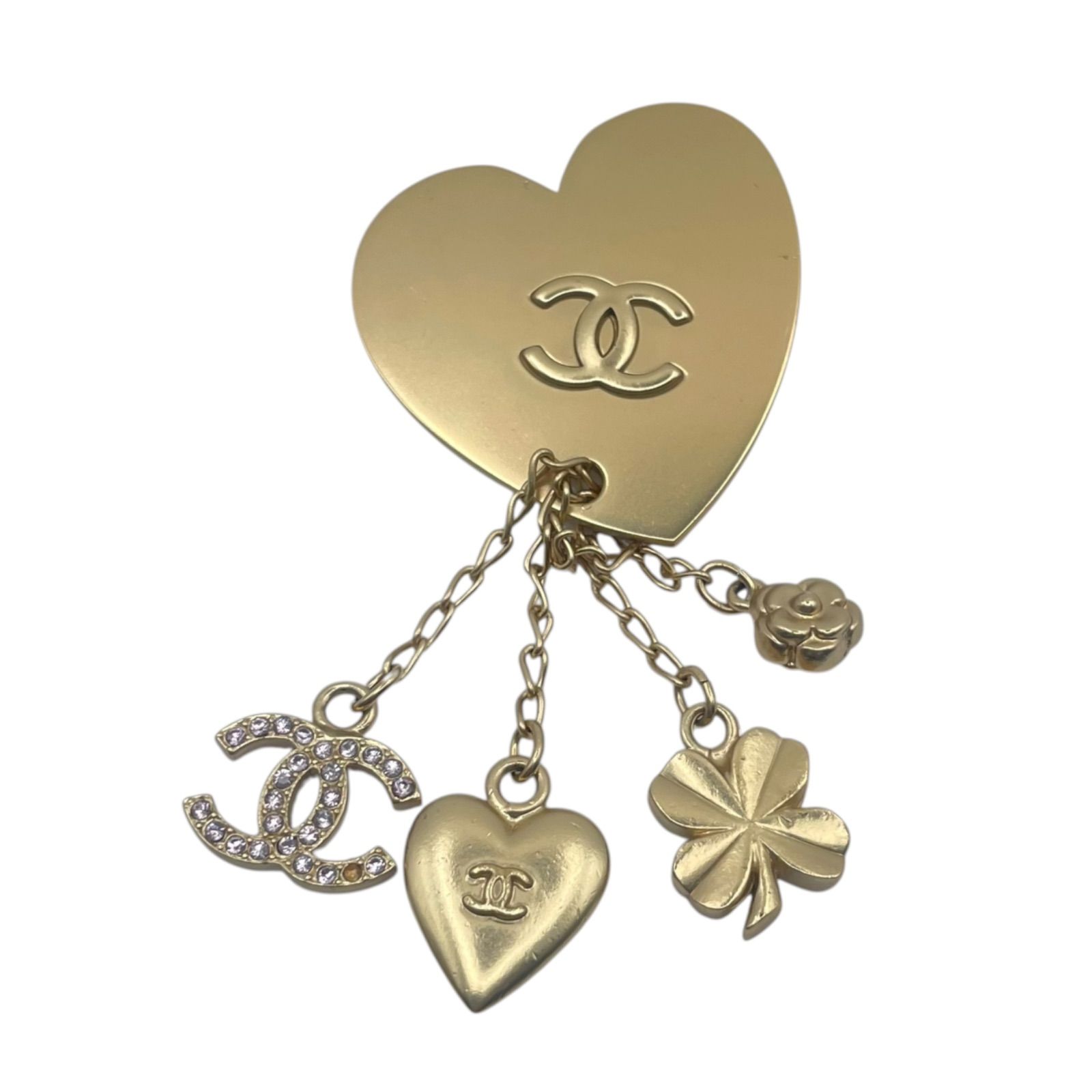 CHANEL シャネル ココマーク ハートチャーム 4連ドロップ ブローチ