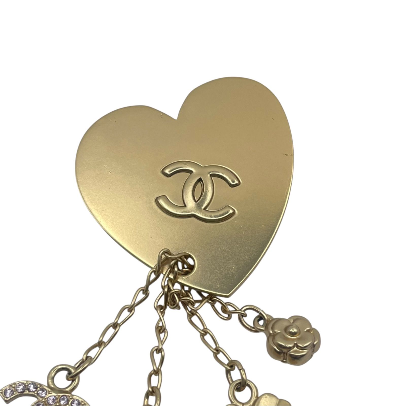 CHANEL/シャネル ココマーク ゴールド ハート ブローチ f_084 CHANEL シャネル ココマーク ハートチャーム 4連ドロップ ブローチ