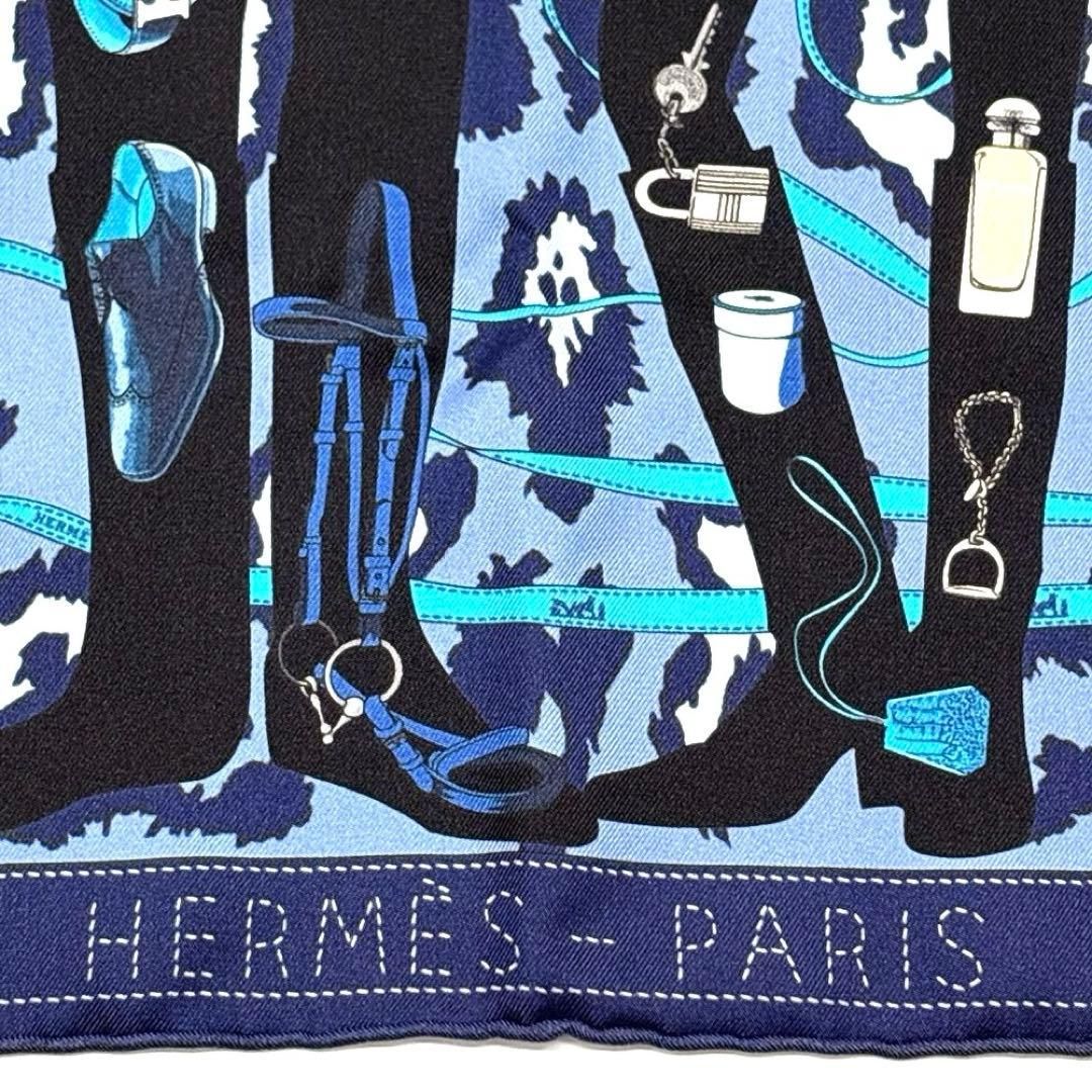 エルメス HERMES カレ45 ムッシュー＆マダム シルク スカーフ ネイビー