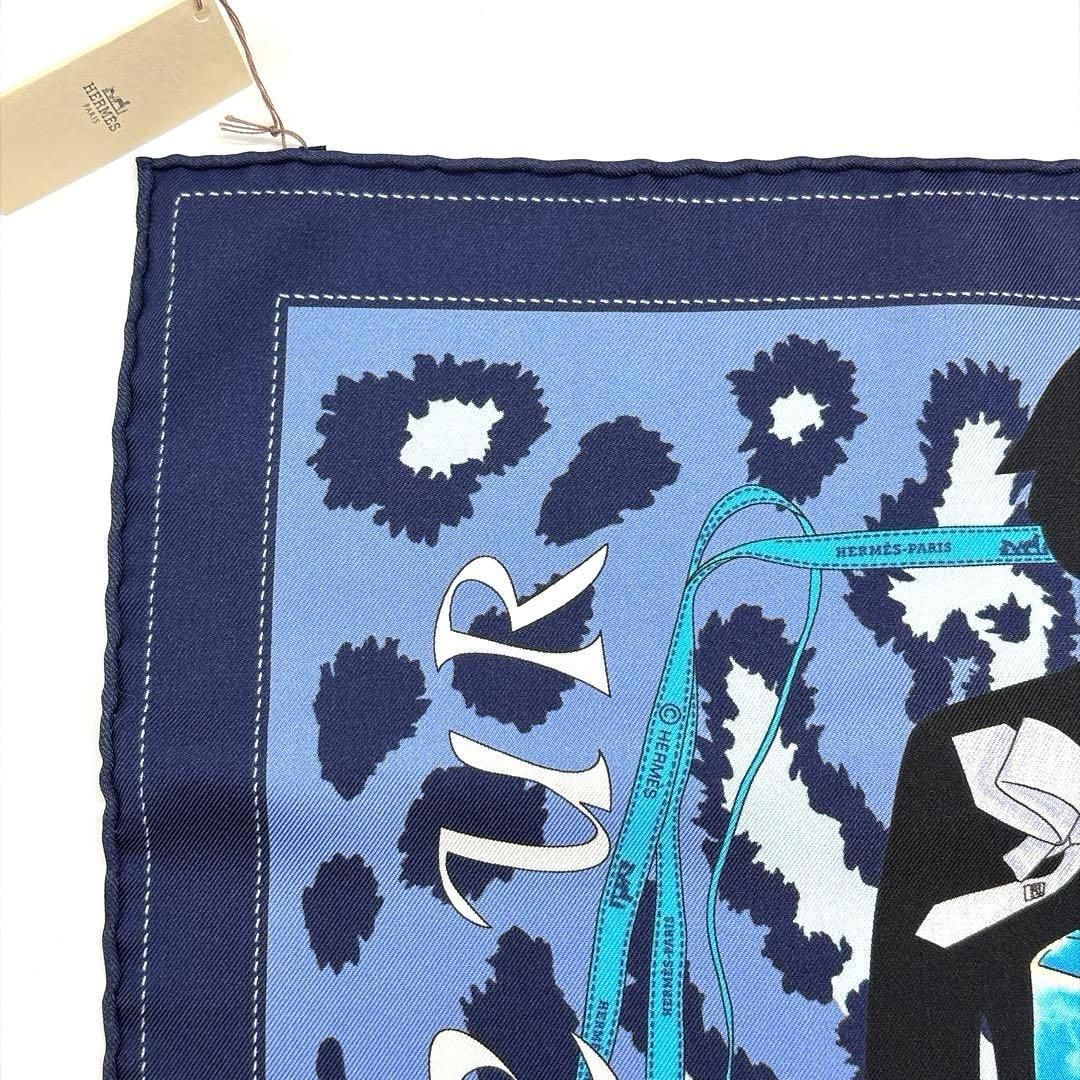 エルメス HERMES カレ45 ムッシュー＆マダム シルク スカーフ ネイビー