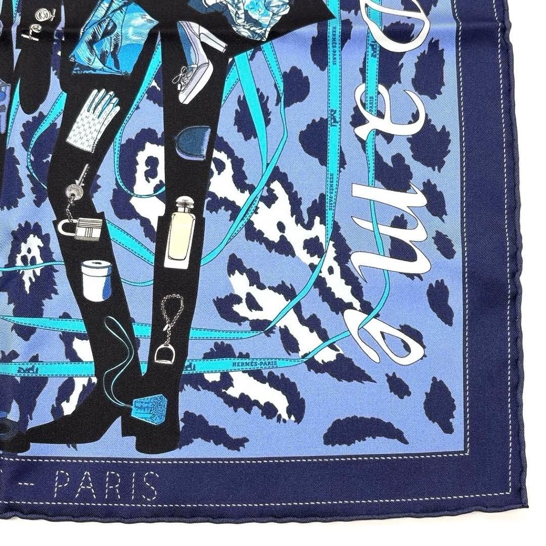 エルメス HERMES カレ45 ムッシュー＆マダム シルク スカーフ ネイビー