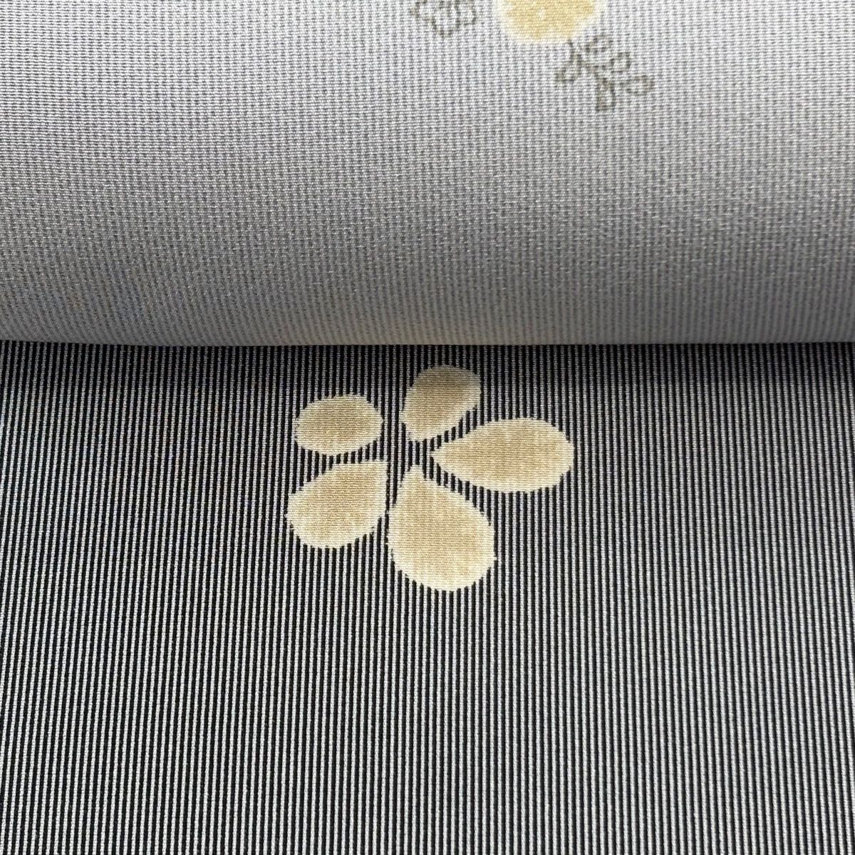 反物 名品 小紋 草花 縞 金彩 黒灰 正絹 【中古】 - メルカリ