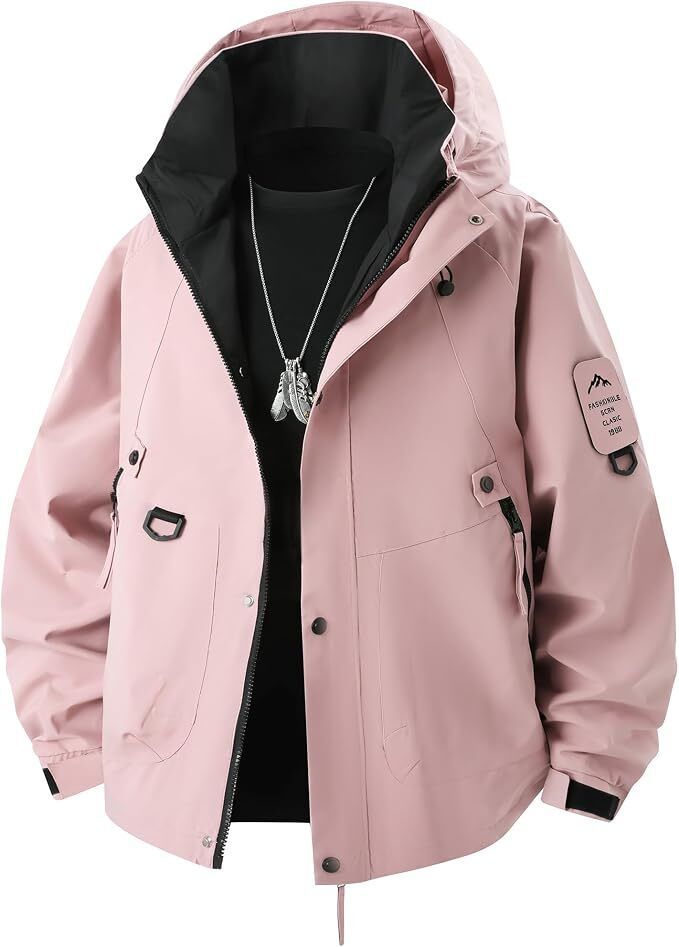 Dusty Pink Fashionrida Mountain Parka for Men Outerwear Water-repellent and windproof Windbreakers lightweight Jackets Autumn/winter/spring mountaineering clothing