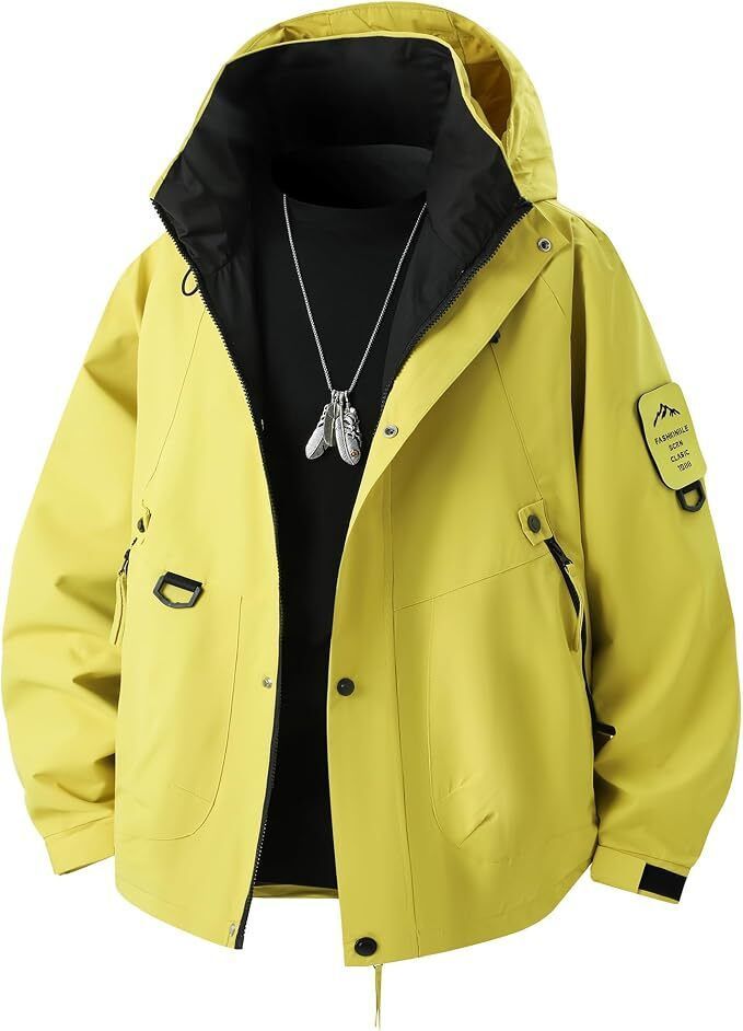 Lime yellow Fashionrida mountain parka for men Outerwear Water-repellent and windproof Windbreakers lightweight Jackets Autumn/winter/spring mountaineering clothing