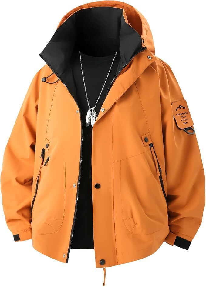 Orange Fashionrida Mountain Parka for Men Outerwear Water-repellent and windproof Windbreakers lightweight Jackets Autumn/winter/spring mountaineering clothing