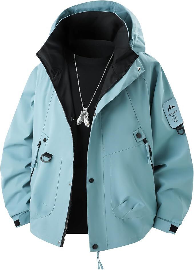 Mist Blue Fashionrida Mountain Parka for Men Outerwear Water-repellent and windproof Windbreakers lightweight Jackets Autumn/winter/spring mountaineering clothing