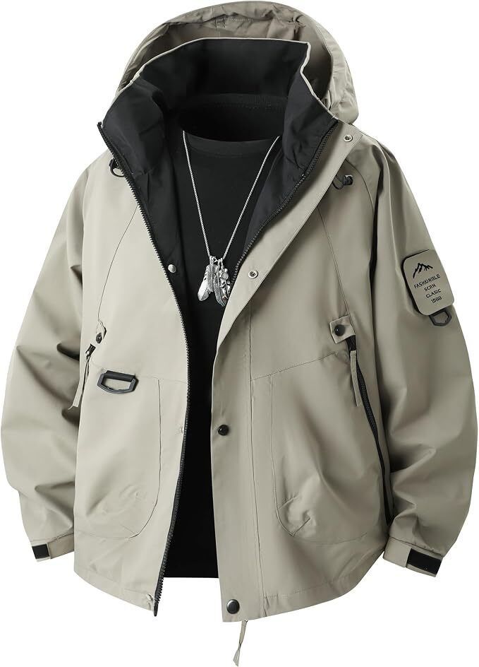 Smoke Green Fashionrida Mountain Parka for Men Outerwear Water-repellent and windproof Windbreakers lightweight Jackets Autumn/winter/spring mountaineering clothing