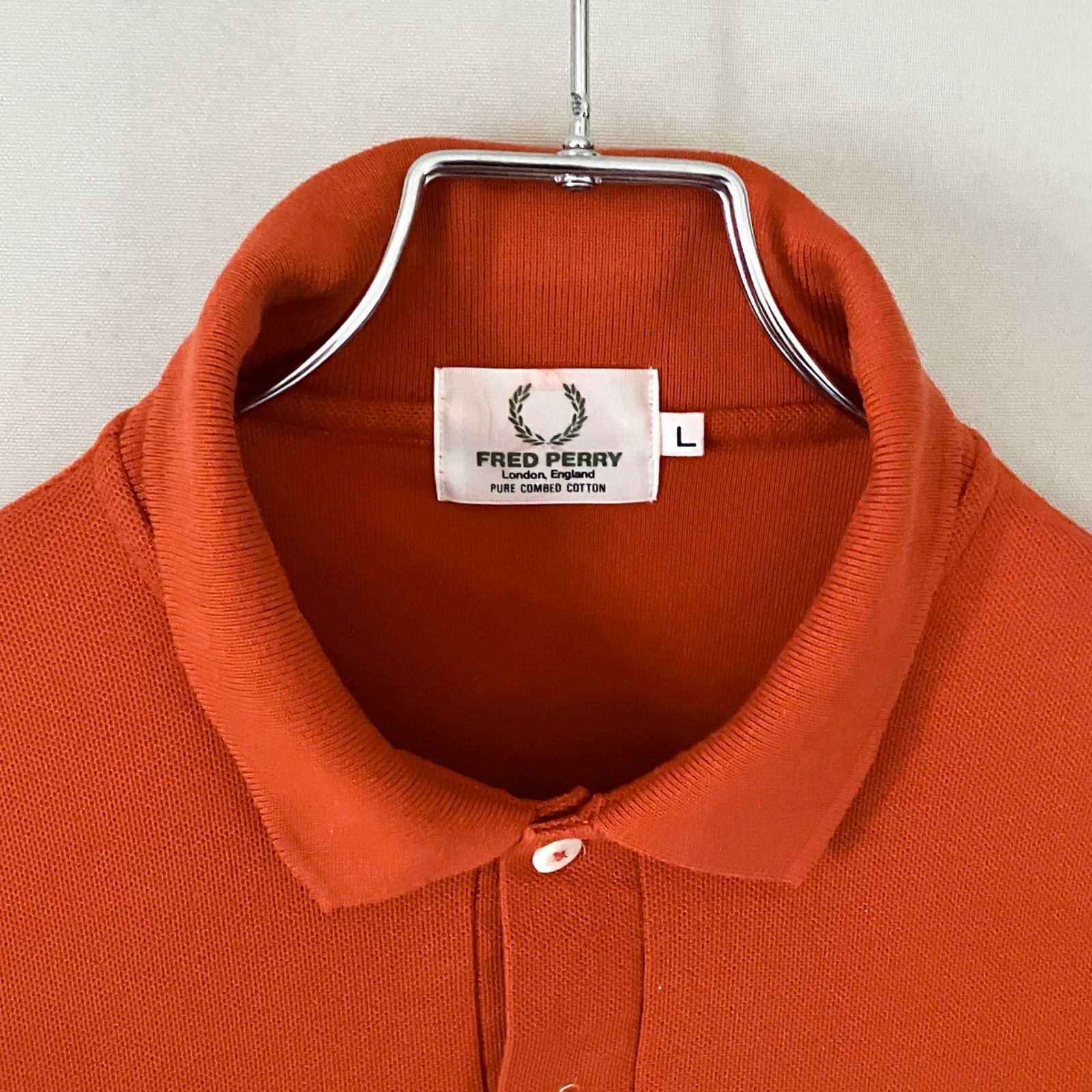☆FRED PERRY 長袖ポロシャツ L 刺繍ロゴ 月桂樹 鹿の子☆ 美品】90s フレッドペリー/FRED PERRY☆長袖鹿の子ポロシャツ