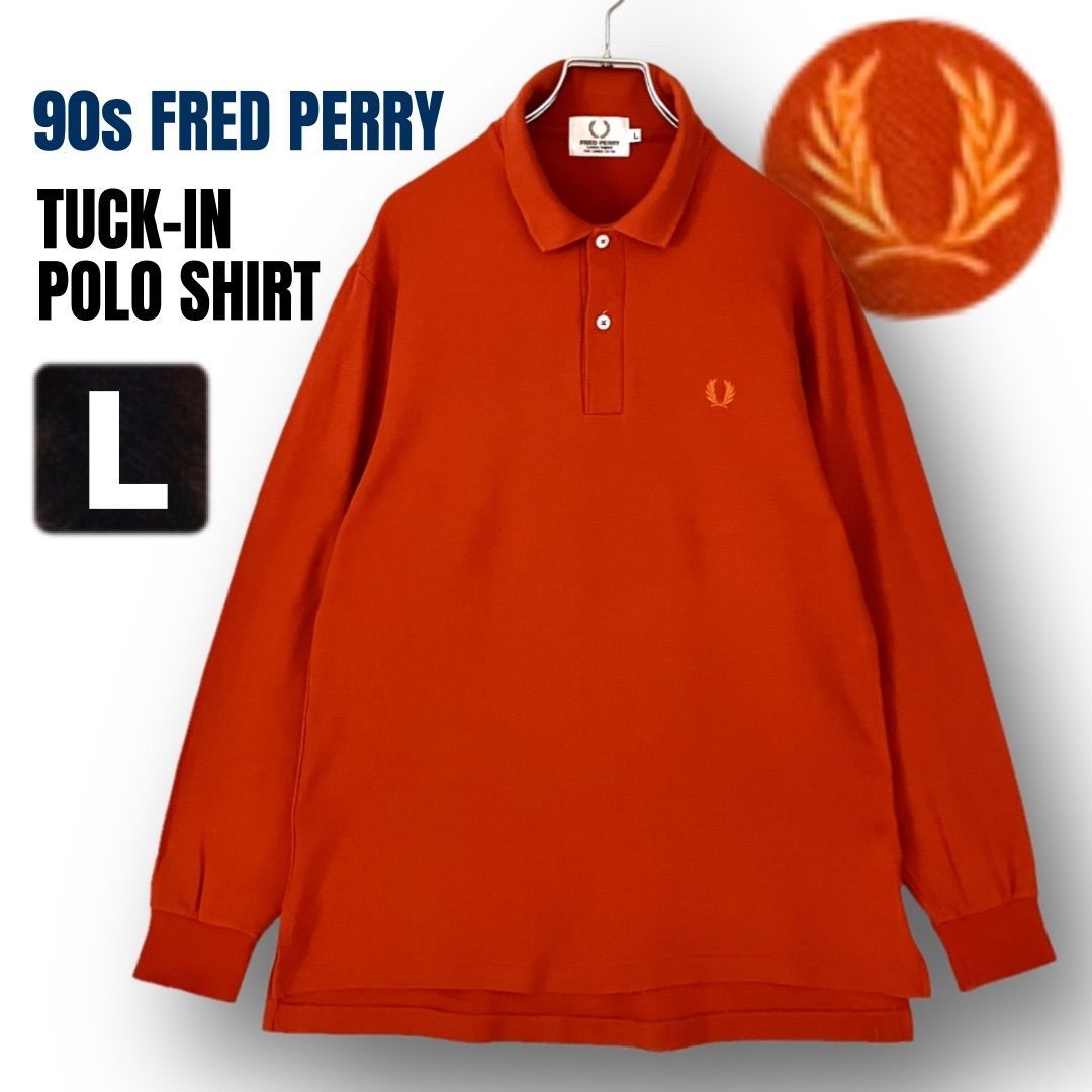 美品】90s フレッドペリー/FRED PERRY☆長袖鹿の子ポロシャツ
