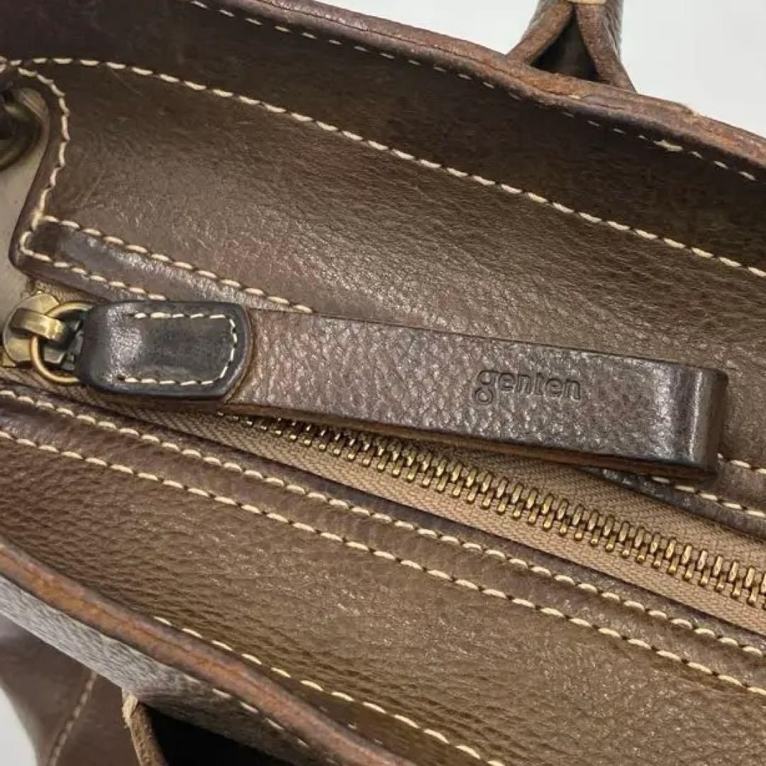 genten ゲンテン トートバッグ ダークブラウン レザー A4可 本革 工具
