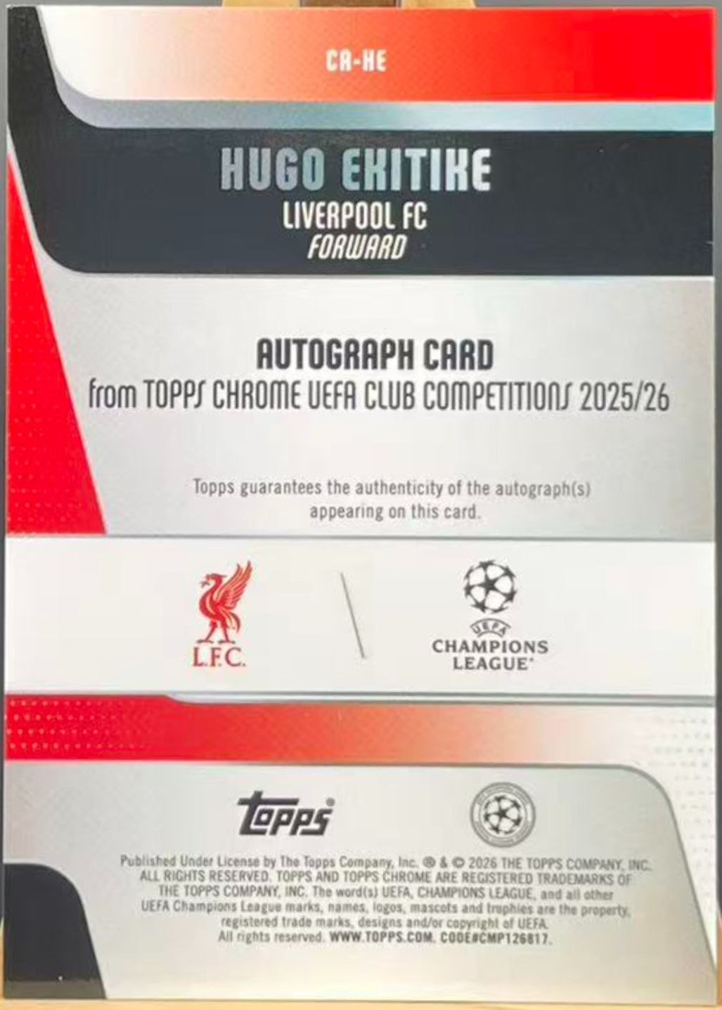 10/6まで出品】Hugo Ekitike ヒューゴ・エキチケ Topps Chrome UCC