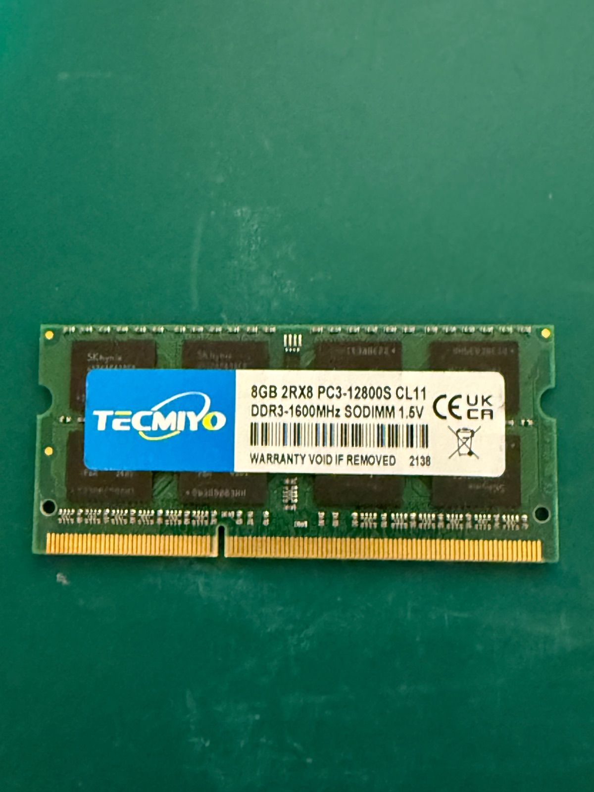 8GB 1枚】TECMIYO ノートPC用メモリ PC3-12800S (DDR3-1600) 1.5V