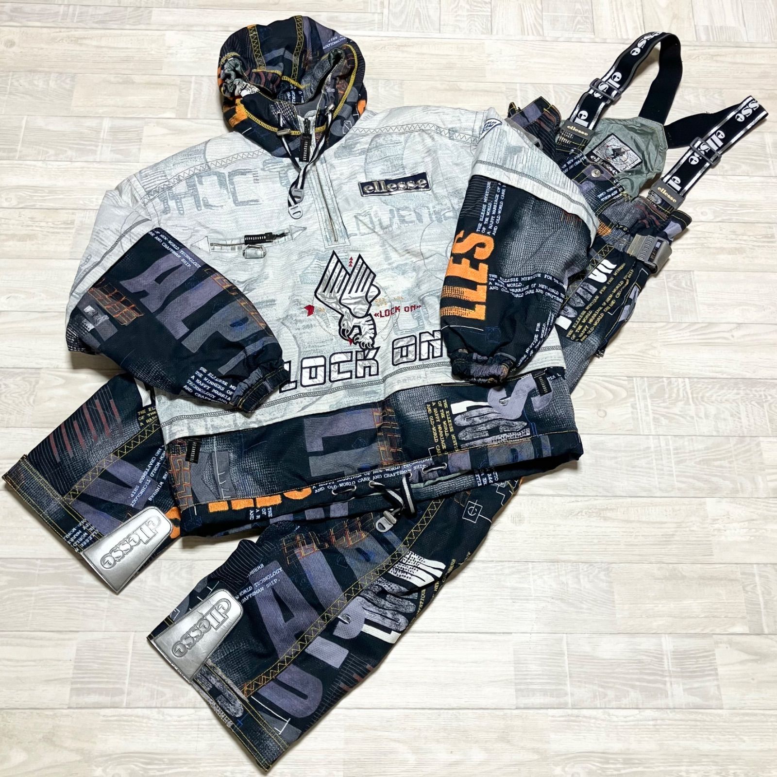 希少　ellesse エレッセ　イタリア　スキーウェア　セットアップ　上下　L 超希少】エレッセ スロベニア代表 スキーウェア セットアップ レトロ L
