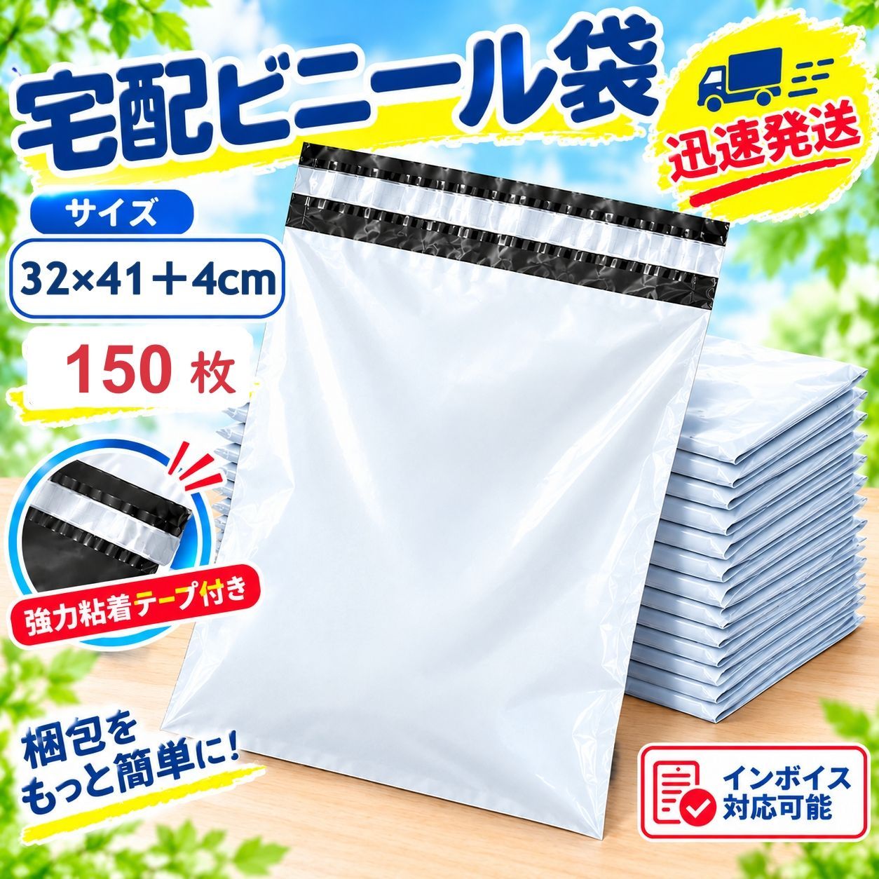 宅配ビニール袋 32×41＋4cm 梱包袋 宅配袋 B4 防水 ポリ袋 封筒 16号