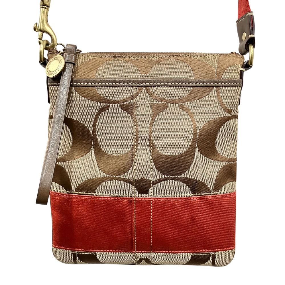 良品 COACH コーチ シグネチャー ショルダー バッグ キャンバス レザー 
