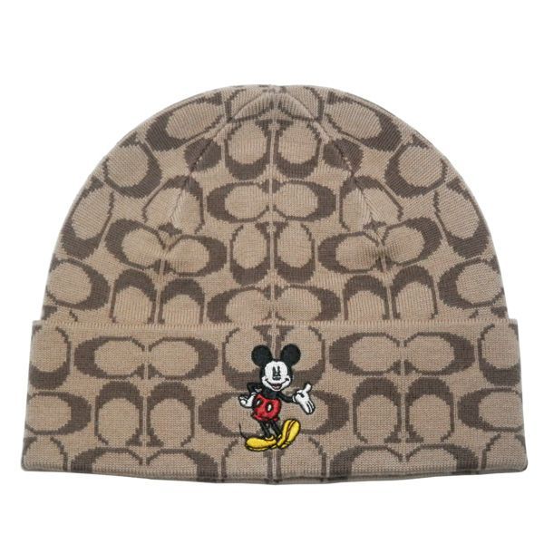 【未使用品】コーチ　DISNEYxCOACH　ディズニー　シグネチャー　ビーニー　ニット帽　ＣＮ９９８　ミッキーマウス　カーキマルチ