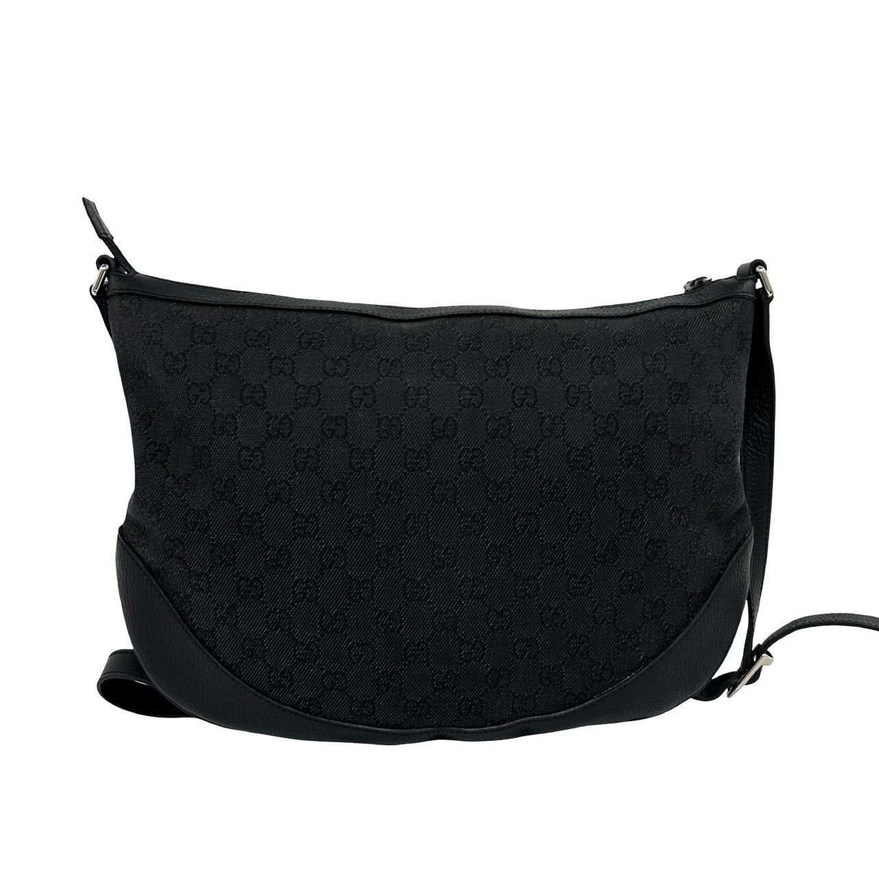 極 美品 GUCCI グッチ GG ロゴ 柄 キャンバス レザー 本革 ショルダー
