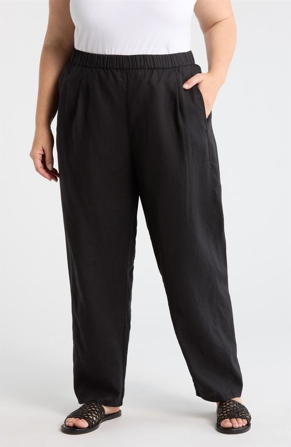 エイリーンフィッシャー レディース ボトムス レギンス プリーツ パンツ アンクル リネン Eileen Fisher Pleated Organic Linen Ankle Lantern Pant