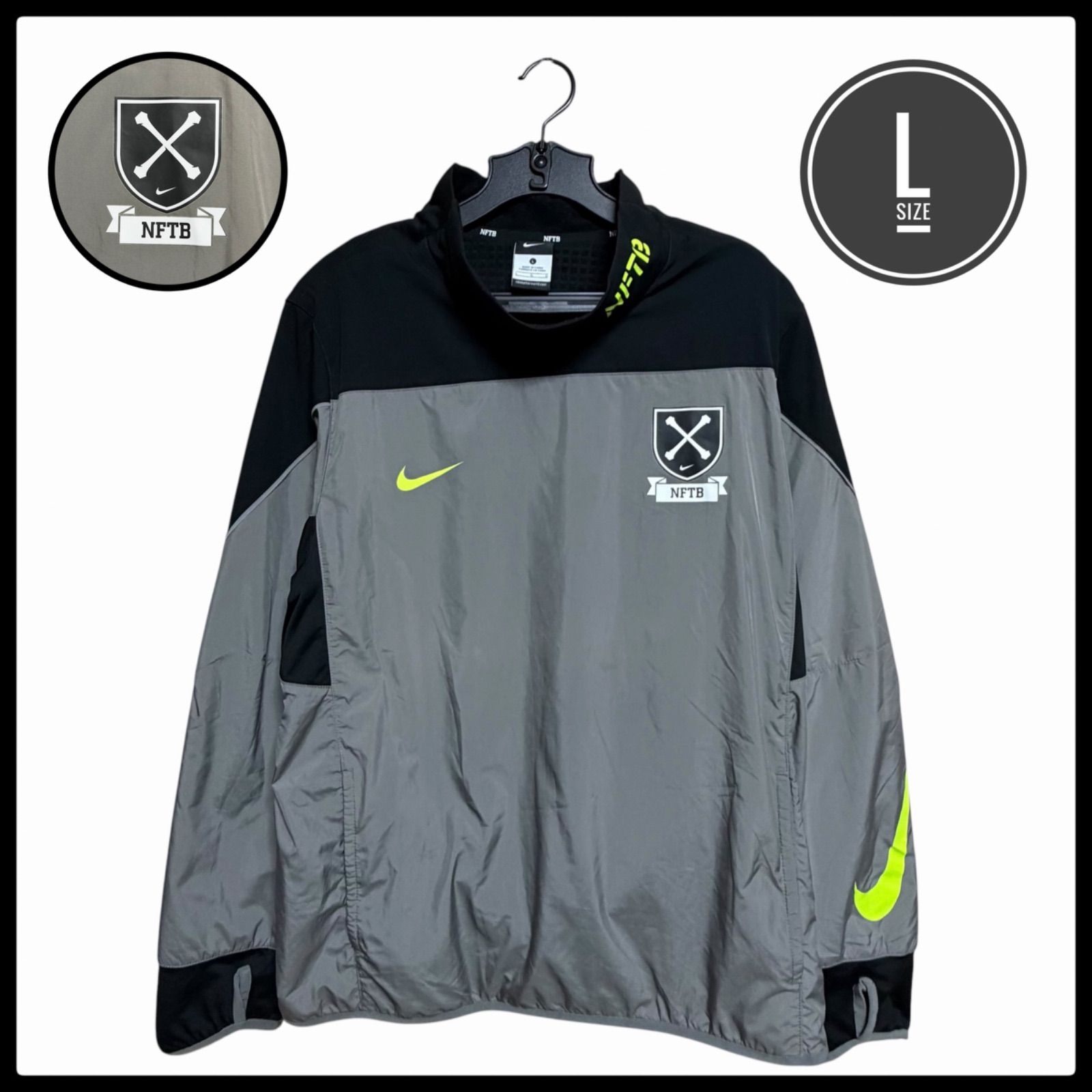 Nike NFTB 上下ピステ Lサイズ 希少デザイン】ナイキ NFTB ピステ トップ L グレー ブラック クロス
