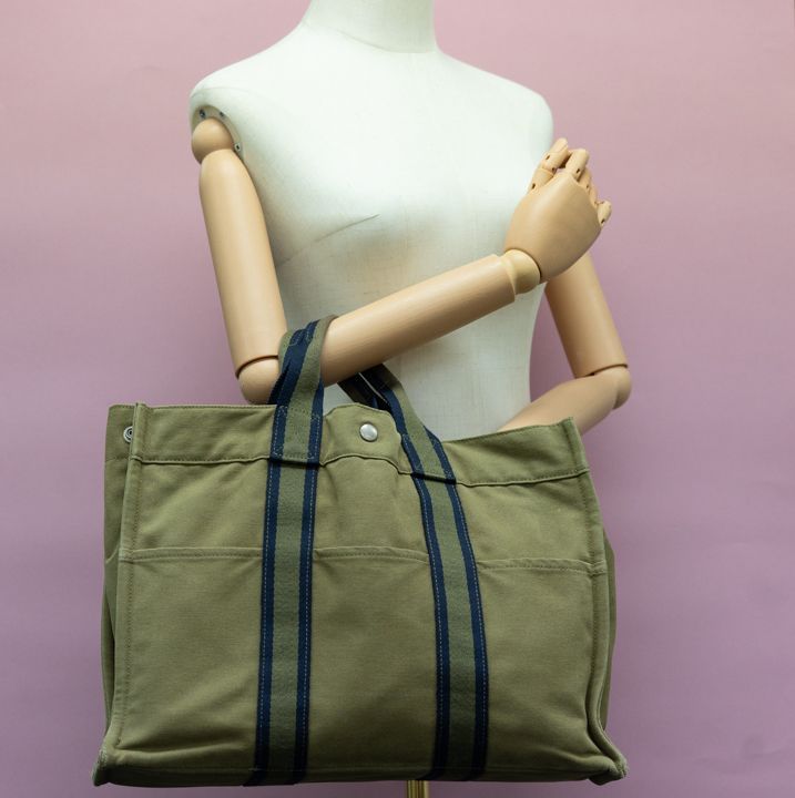 HERMES エルメス フールトゥ キャンバス トートバッグ カーキ