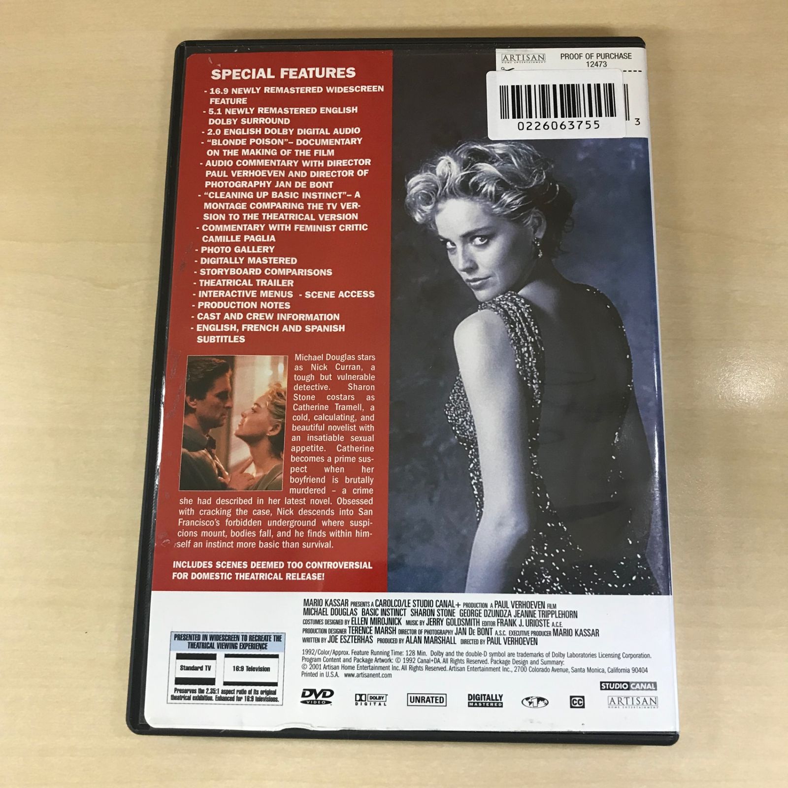 DVD】BASIC INSTINCT（氷の微笑）海外版/【出演】マイケル・ダグラス
