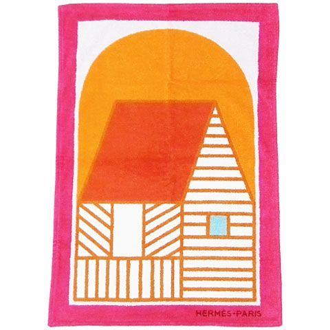 【中古A】エルメス　HERMES　ビーチタオル/バスタオル　カバン　ピンク/オレンジ