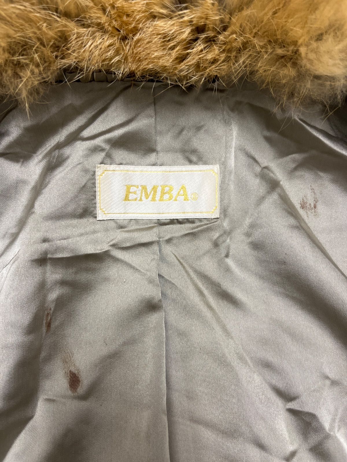 美品　EMBA　ウィーゼル　毛皮ライナー　ベルテッド　スペインラムレザーコート EMBA ウィーゼル 毛皮コート C20261005あ08 - メルカリ