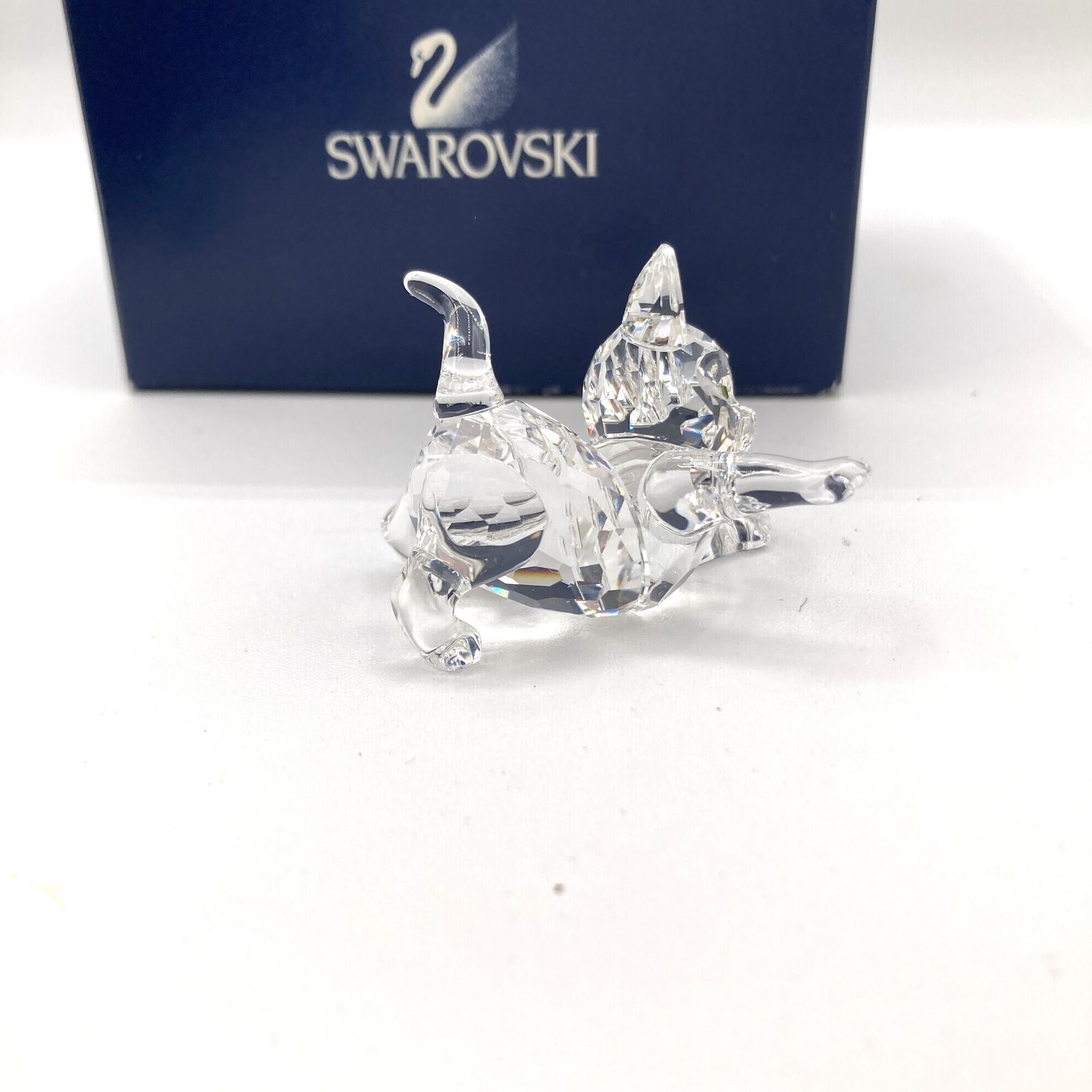 【美品】swarovski スワロフスキー 猫 クリスタル 置物 ボール スワロフスキー (SWAROVSKI)シルバークリスタル/「のどかな田舎 (The