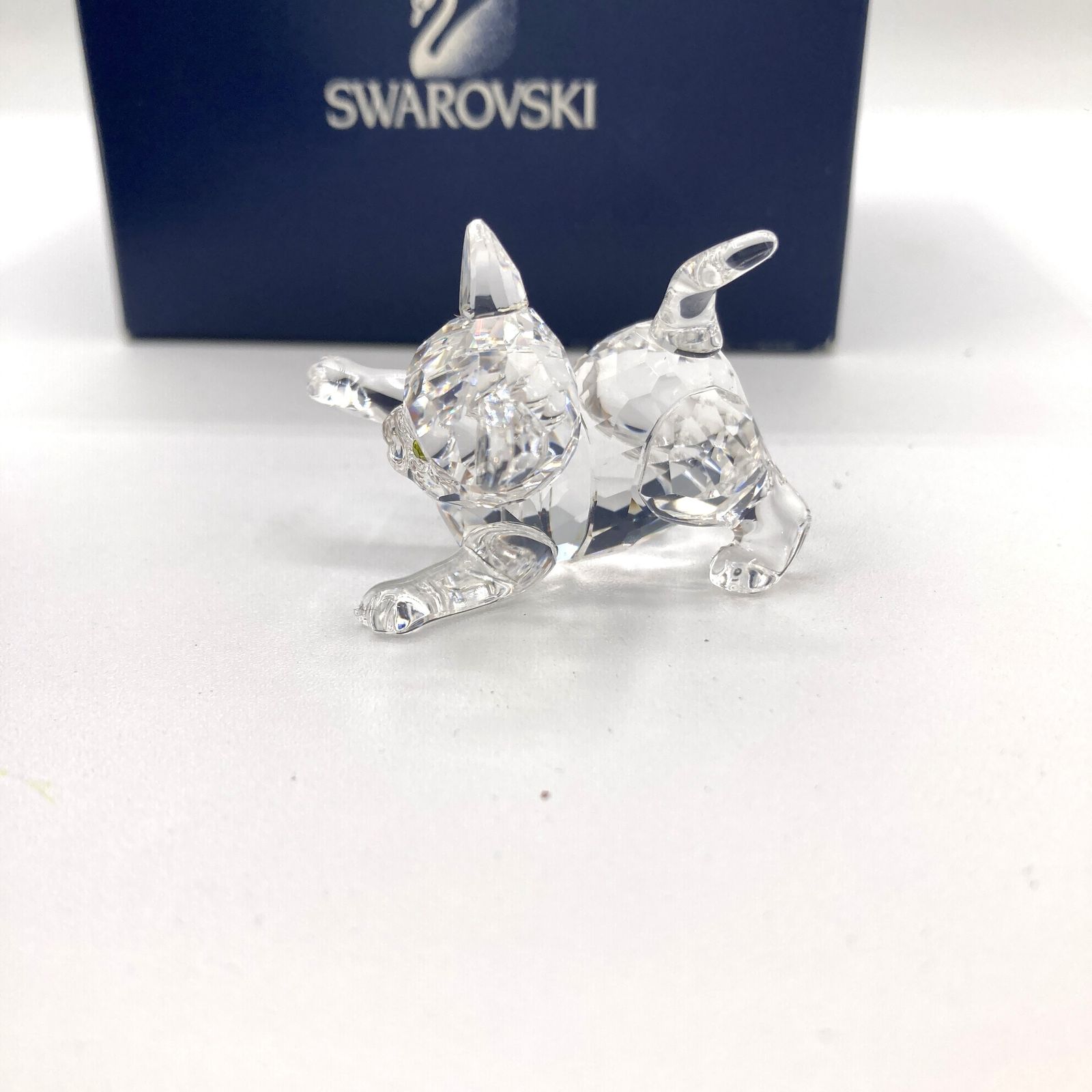 【美品】swarovski スワロフスキー 猫 クリスタル 置物 ボール スワロフスキー (SWAROVSKI)シルバークリスタル/「のどかな田舎 (The