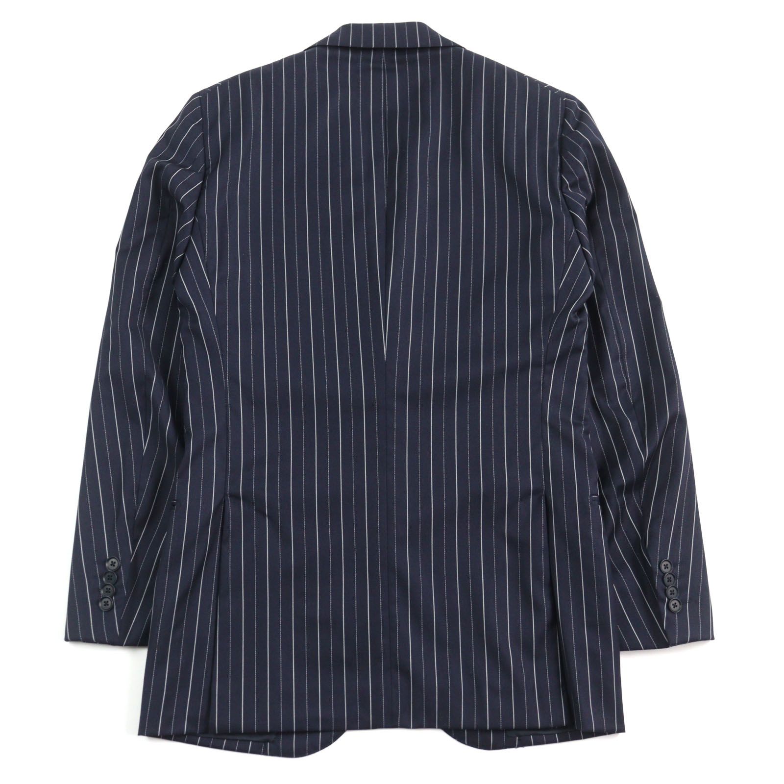 ISAIA SHIPS スーツ ストライプ柄 黒色 イタリア製 美品○ISAIA イザイア ウール100% Super 120s生地使用 ストライプ柄