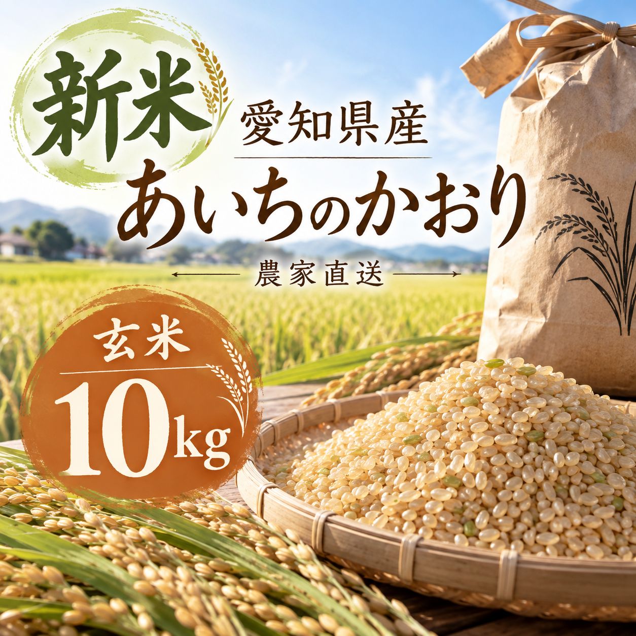 R8年新米 愛知県産 あいちのかおり 玄米10kg 農家直送・送料込み
