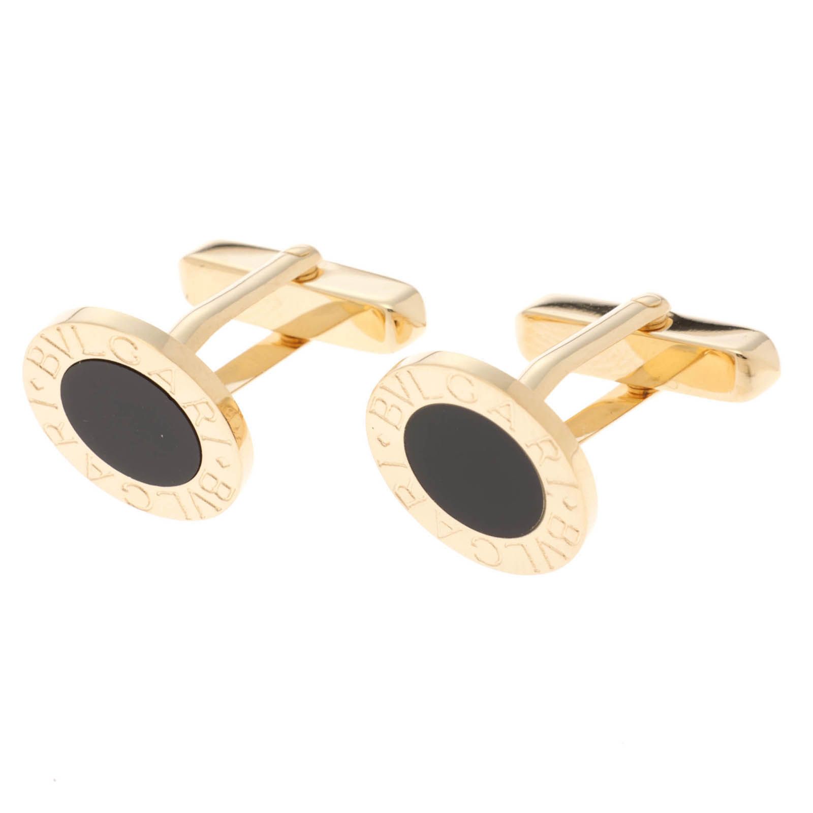 BVLGARI　ブルガリ　BBカフス　YG　イエローゴールド　オニキス　ブルガリブルガリ　12.1g　【200】