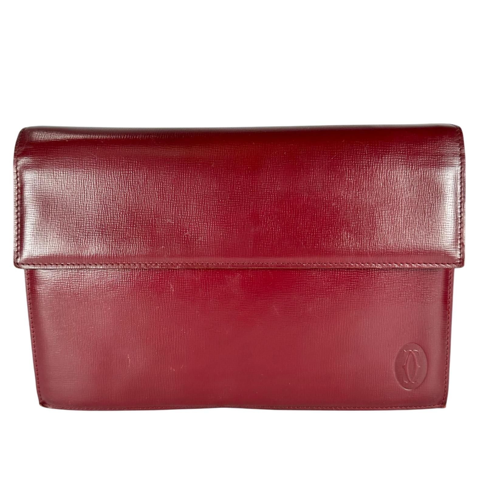 CARTIER カルティエ マストライン クラッチバッグ レザー ボルドー