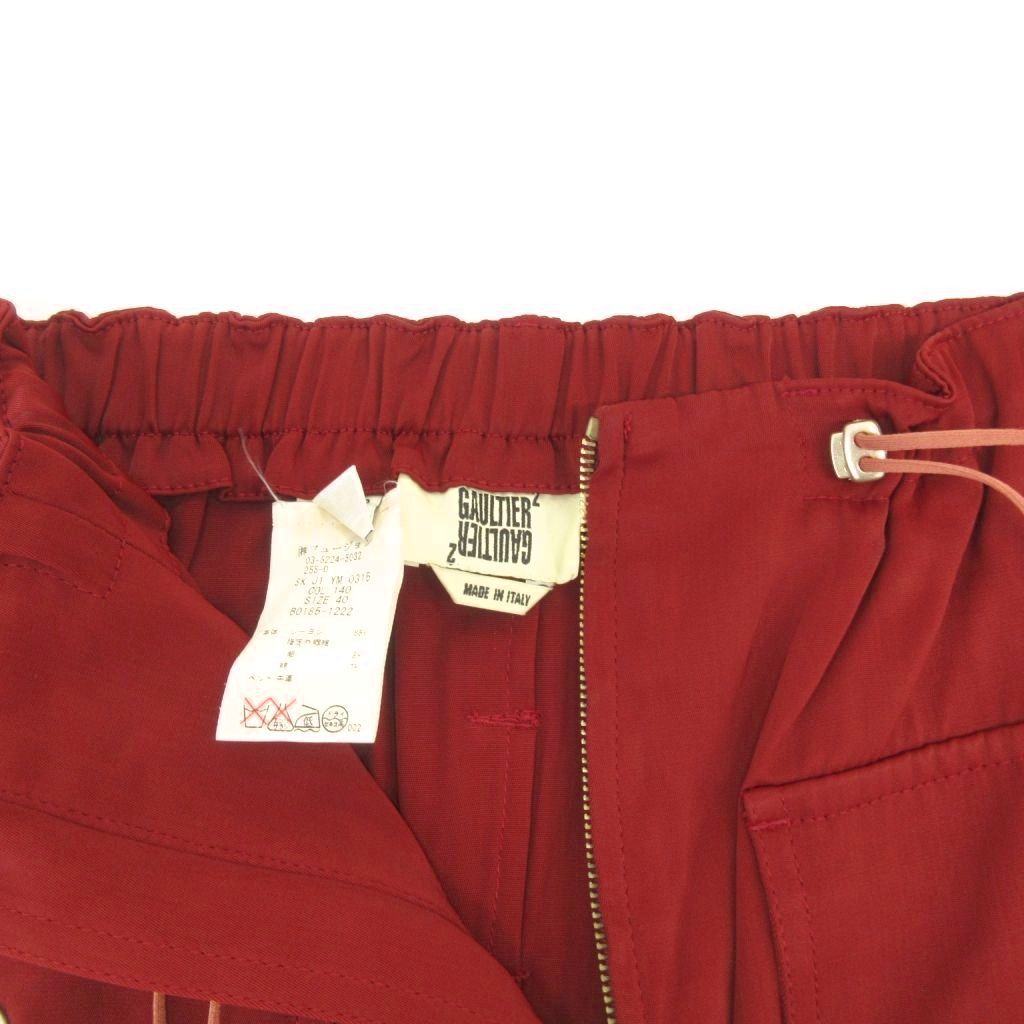 【JeanPaul GAULTIER 】レザー巻きスカート赤40牛革 ジャンポールゴルチエ Jean Paul GAULTIER GAULTIER2 美品 ダブル