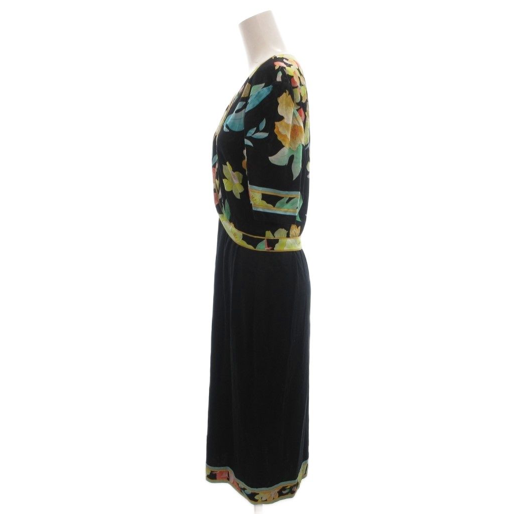 LEONARD FASHION 花柄 ひざ丈ワンピース レオナール LEONARD FASHION ワンピース ひざ丈 半袖 花柄 フェイク