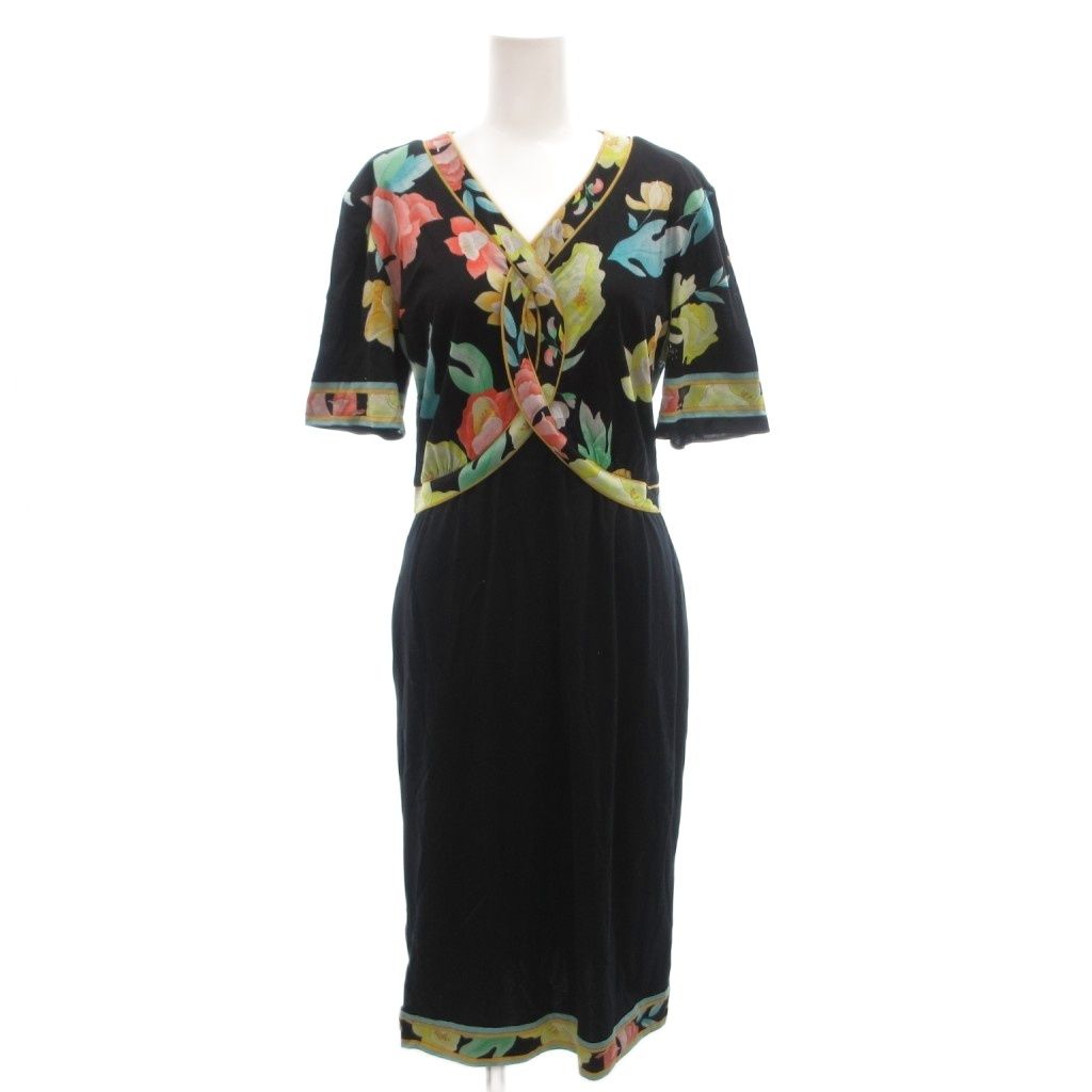 LEONARD FASHION 花柄 ひざ丈ワンピース レオナール LEONARD FASHION ワンピース ひざ丈 半袖 花柄 フェイク