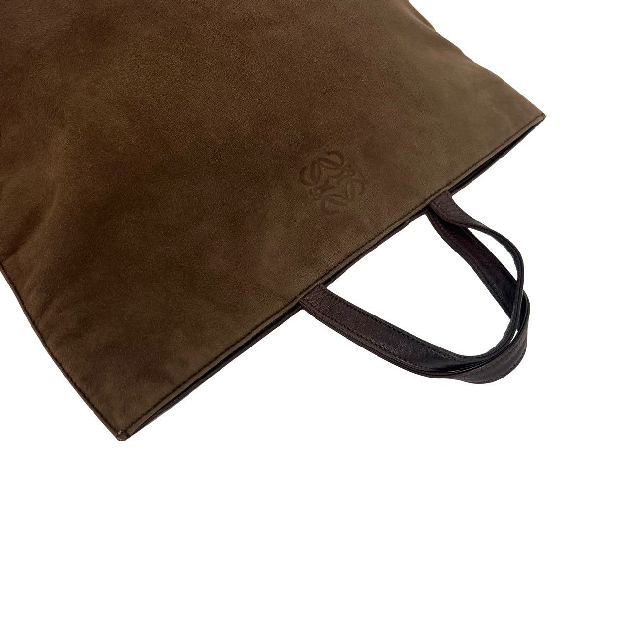 極 美品 LOEWE ロエベ アナグラム 型押し ロゴ スウェード ナッパ