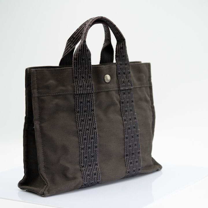 エルメス トートバッグ エールラインPM ナイロン グレー シルバー金具
