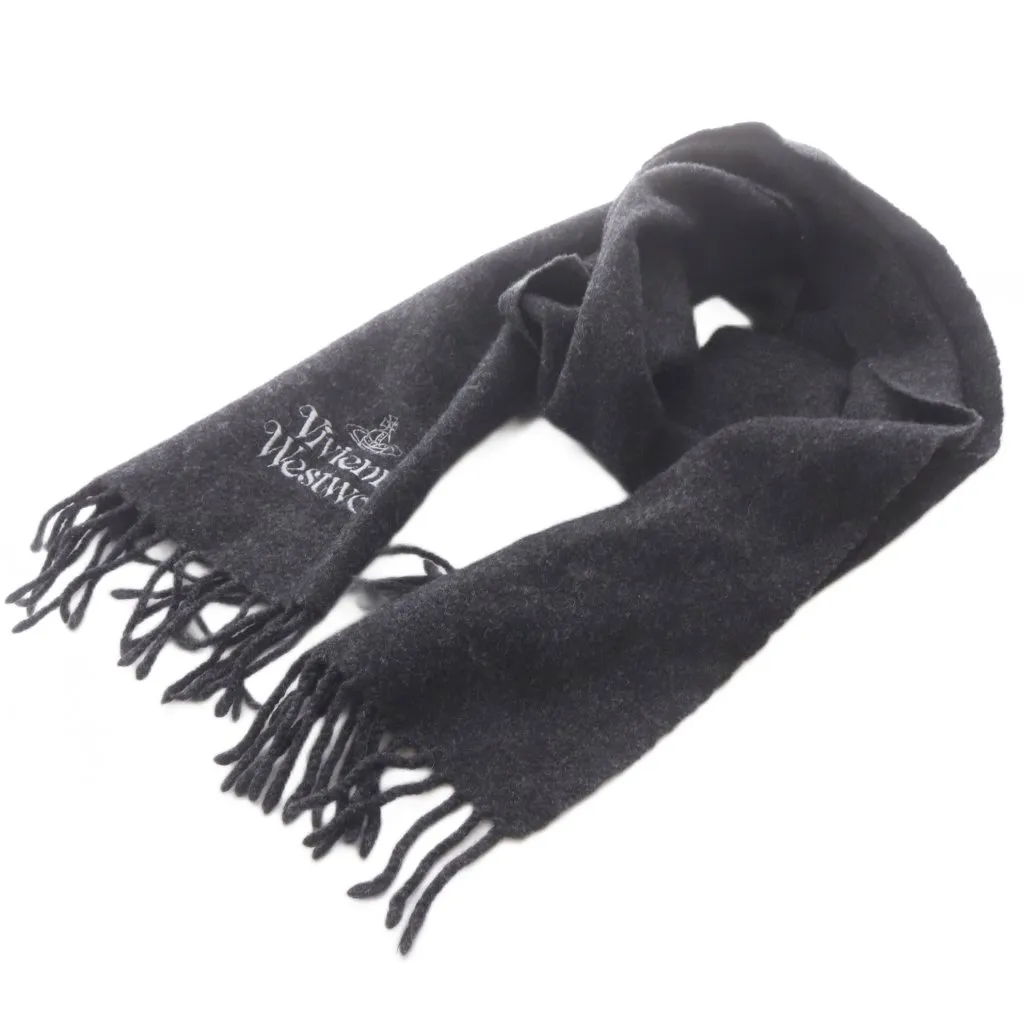 美品 Vivienne Westwood ウールマフラー オーブ刺繍 ストライプ ヴィヴィアンウエストウッド Vivienne Westwood マフラー オーブ ロゴ
