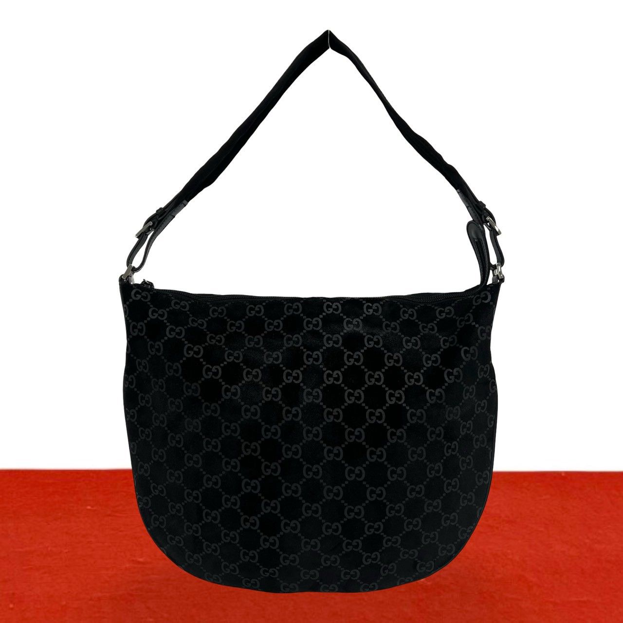 極 美品 GUCCI グッチ GG 柄 スウェード レザー 本革 ワンショルダー 